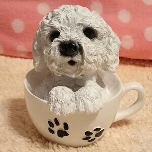 COPY - EUC ~ Pacific Giftware's Adorable Teacup Pet Collectible Bichon Frise Fi…